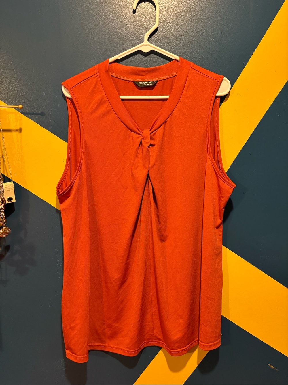 BloomChic Pumpkin Spice Twist Front Sleeveless Blouse NWOT